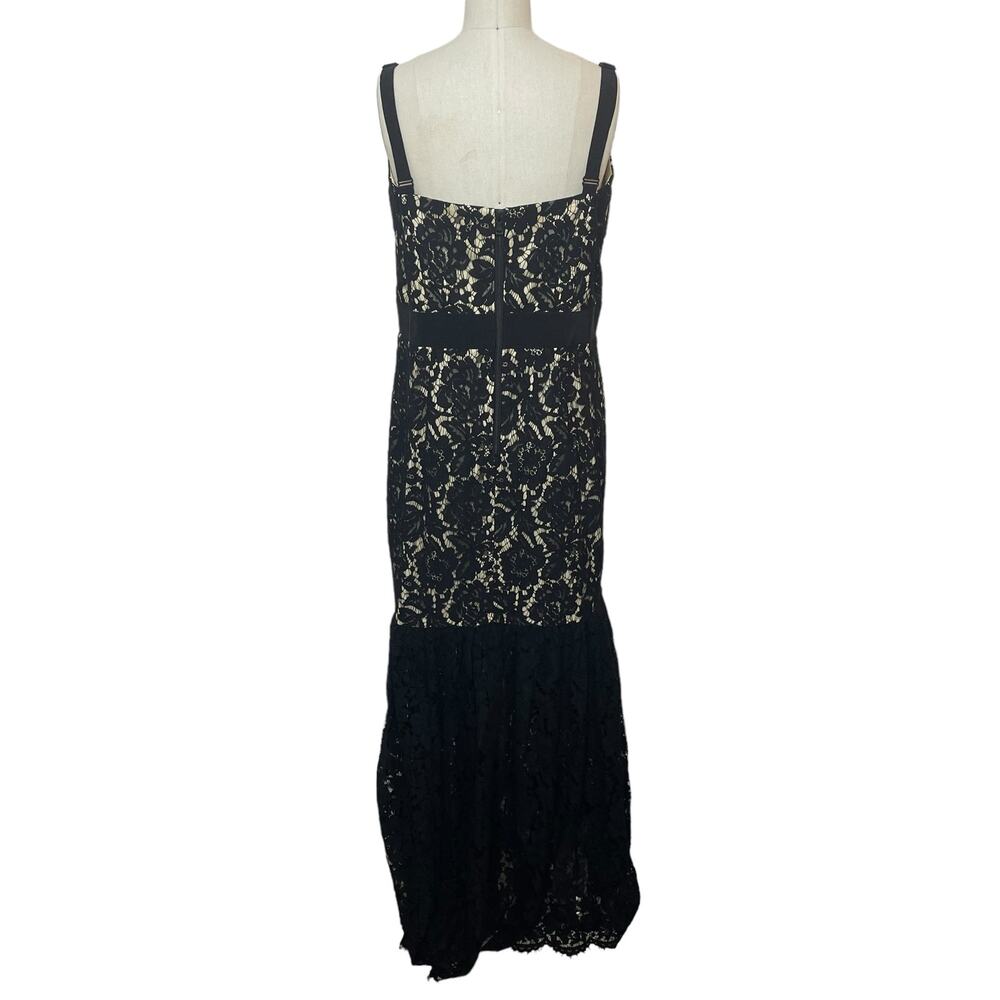NWT Milly Black Lace Bustier Dress Maxi Floral Nude Lined Formal Cocktail USA 14 - Picture 5 of 12